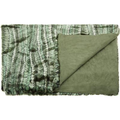 "Mina Victory Fur Green Stripe Green Throw Blanket 50" x 70" - Nourison 798019295516"