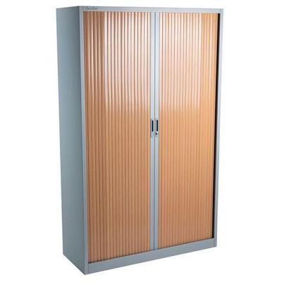 armoire à rideaux manutan 195x120x45 cm alu/hêtre