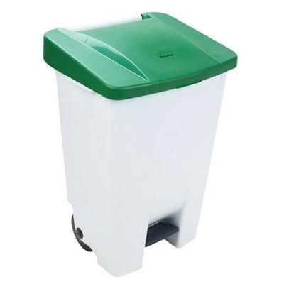 poubelle agroalimentaire mobile à pédale 80 l blanc / vert - manutan