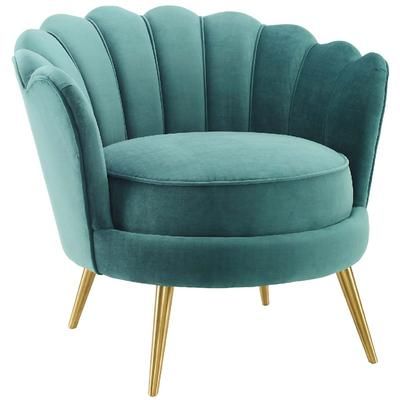 Admire Scalloped Edge Performance Velvet Accent Armchair - East End Imports EEI-3410-TEA