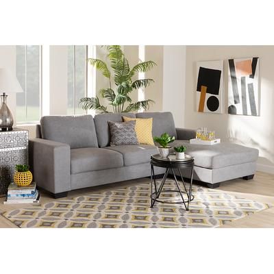 Baxton Studio Nevin Modern Light Grey Fabric Sectional Sofa /w Right Facing Chaise - J099S-Light Grey-RFC