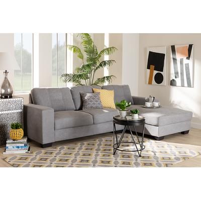 Baxton Studio Langley Modern Light Grey Fabric Sectional Sofa /w Right Facing Chaise - J099C-Light Grey-RFC