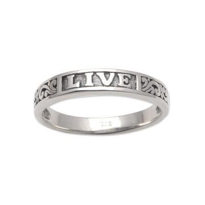 Live Swirls,'Inspirational Sterling Silver Band Ring from Bali'
