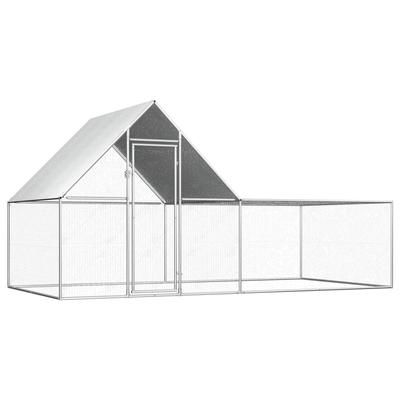 vidaXL Chicken Coop 4x2x2 m Galvanised Steel