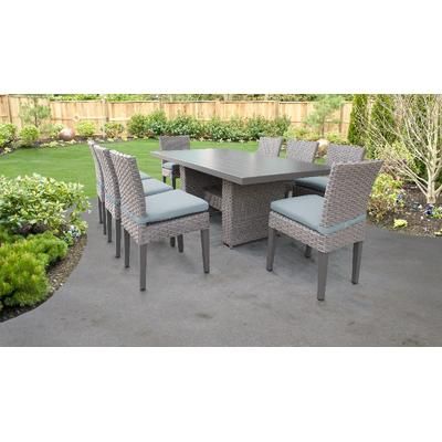 Monterey Rectangular Outdoor Patio Dining Table w/ 8 Armless Chairs in Spa - TK Classics Monterey-Dtrec-Kit-8C-Spa