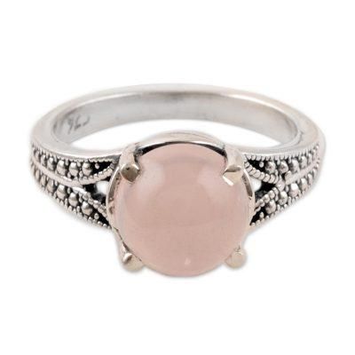 Gleaming Pink,'Rose Quartz Single-Stone Ring Crafted in India'