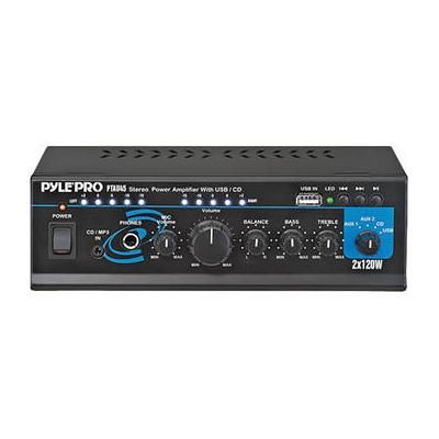 Pyle Pro PTAU45 Mini 120-Watt x 2 Stereo Power Amplifier w/ USB/CD/Aux Inputs PTAU45