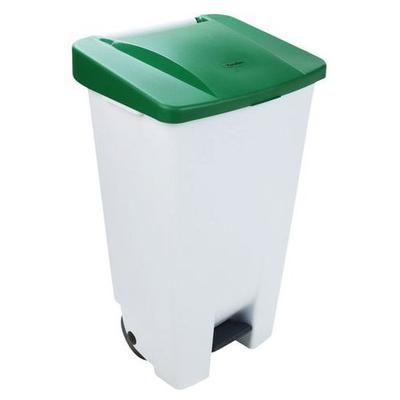 poubelle agroalimentaire mobile à pédale 120 l blanc / vert - manutan