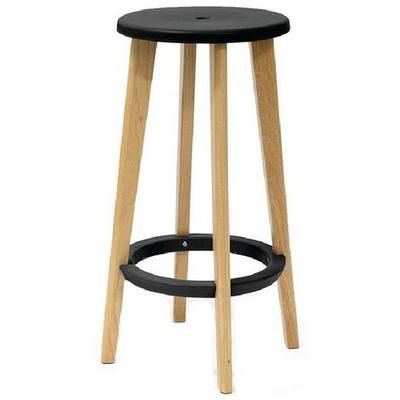 Tabourets Woody Pied Hêtre Assise Noire - Meet By Paperflow