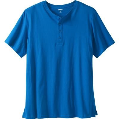 Men's Big & Tall Shrink-Less Lightweight Henley Longer Length T-Shirt by KingSize in Royal Blue (Size 6XL) Henley Shirt