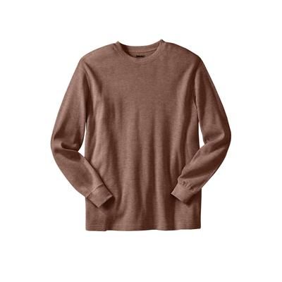Men’s Big & Tall Waffle-knit Thermal Crewneck Tee by KingSize in Heather Brown (Size 7XL) Long Underwear Top