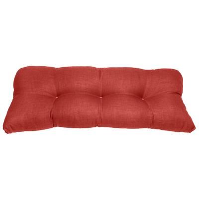 BH Performance Fabric Tufted Wicker Settee Cushion by BrylaneHome in Geranium Thick Patio Outdoor Bench Sofa Loveseat Padding