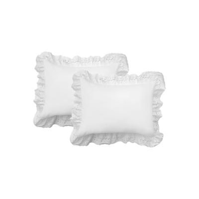 Fresh Idea Ruffled Eyelet 2-Pack Pillow Shams by Levinsohn Textiles in White (Size KING)