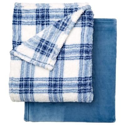 Fleece Blanket + Free Throw by BrylaneHome in Blue (Size KING)