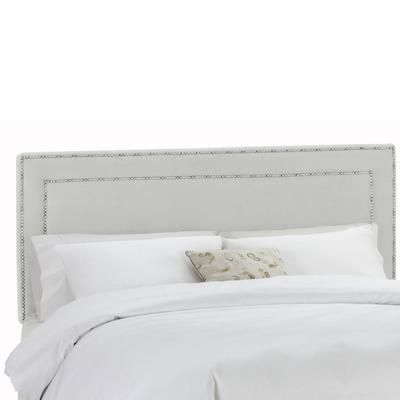 Velvet with Brass Nailhead Trim Full Headboard by Skyline Furniture in Grey