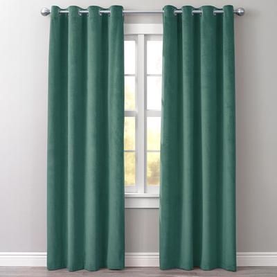 Wide Width BH Studio Velvet Grommet Panel by BH Studio in Mistletoe Green (Size 50" W 95" L) Window Curtain