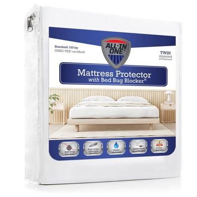 All-In-One Bed Zippered Mattress Cover with Bug Blocker by Levinsohn Textiles in White (Size TWINXL)