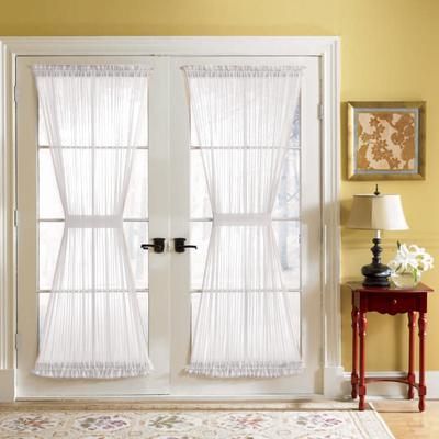 Wide Width BH Studio Sheer Voile Door Panel With Tiebacks by BH Studio in White (Size 60" W 63" L) Window Curtain