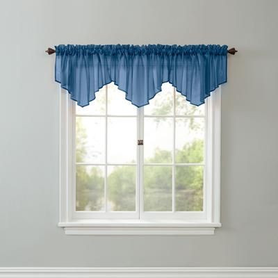 BH Studio Sheer Voile Ascot Valance by BH Studio in Smoke Blue Window Curtain
