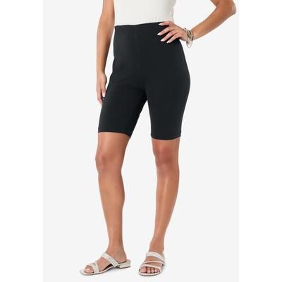 Plus Size Women's Plus Size Everyday Essential Stretch Bike Shorts by Roaman's in Black (Size M) Cycle Gym Workout