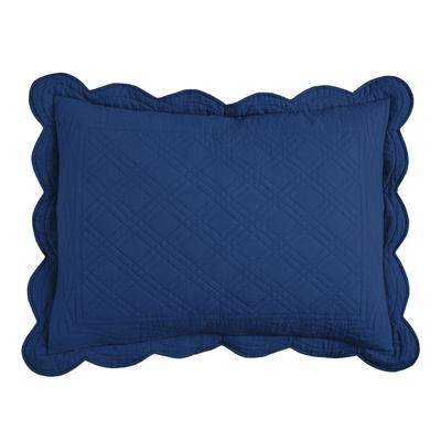 100% Cotton Florence Sham by BrylaneHome in Navy (Size KING) Pillow