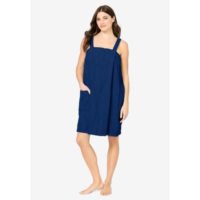 Plus Size Women's Dreams & Co.® Terry Towel Wrap by Dreams & Co. in Evening Blue (Size 18/20) Robe