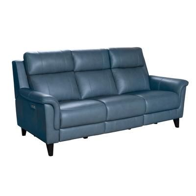 Barcalounger 39PH-3716 Kester Power Reclining Sofa w/ Power Head Rests in 3727-44 Masen Bluegray / Leather Match