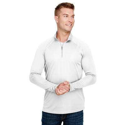 A4 N4268 Adult Daily Polyester 1/4 Zip T-Shirt in White size Small A4N4268