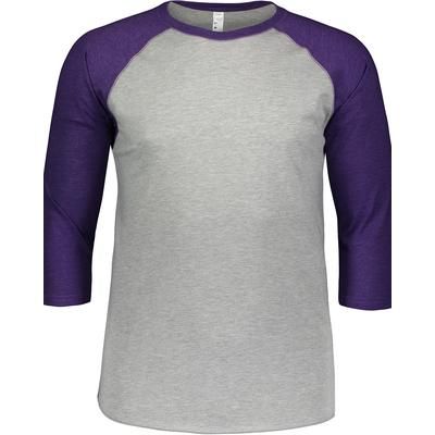 LAT 6930 Baseball Top in Vintage Heather/Vintage Purple size XL | Ringspun Cotton LA6930