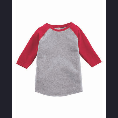 Rabbit Skins RS3330 Toddler Baseball Fine Jersey Top in Vintage Heather/Vintage Red size 5/6 | Cotton/Polyester Blend 3330, LA3330