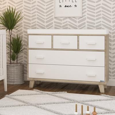 dadada Boston 5-Drawer Dresser - White/Oak