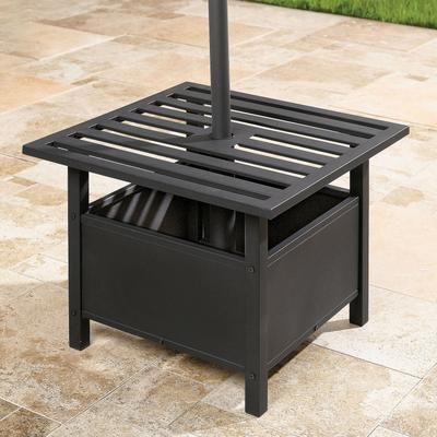 Umbrella Stand Side Table by BrylaneHome in Oil Rubbed Bronze Outdoor Patio Table