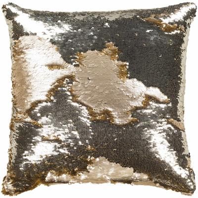 Idaville 18" Square Modern Metallic Gold/Metallic Silver/Silver Gray Throw Pillow - Boutique Rugs
