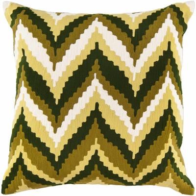 Braunton 18" Square Traditional Cotton Olive/Dark Green/Cream/Light Olive/Green Throw Pillow - Boutique Rugs