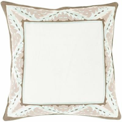 Patna 22" Square Cottage Dark Brown/Ivory/Ice Blue/Medium Brown Throw Pillow - Boutique Rugs