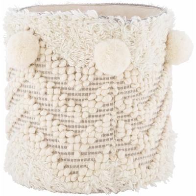 Bordon 14"H x 14"W x 14"D Cotton White/Cream/Gray/Gray Cream/Medium Gray/White/Cream/Medium Gray Decorative Basket - Boutique Rugs