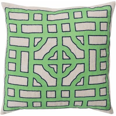 Biloela 20" Square Traditional Navy/Green/Light Gray Throw Pillow - Boutique Rugs