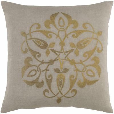 Cheboygan 20" Square Cottage Light Gray/Metallic Gold Throw Pillow - Boutique Rugs