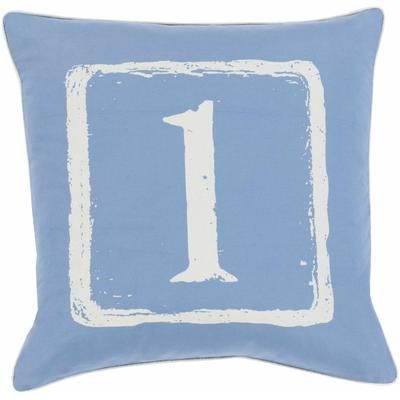 Irchester 20" Square Cottage Cotton Blue/Oatmeal/Medium Gray Throw Pillow - Boutique Rugs