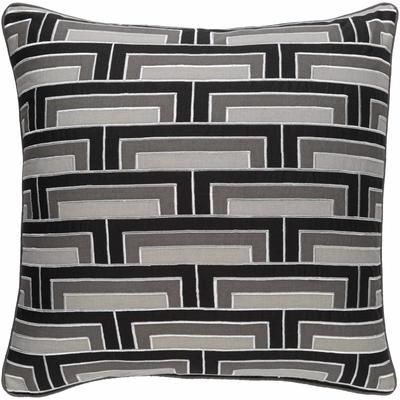 Dunkeswell 20" Square Modern Black/Charcoal/Off White Lumbar Pillow - Boutique Rugs