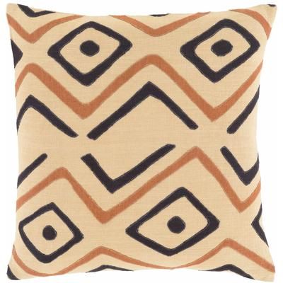 Kesley 18" Square Black/Brown/Peach/Dark Red Lumbar Pillow - Boutique Rugs