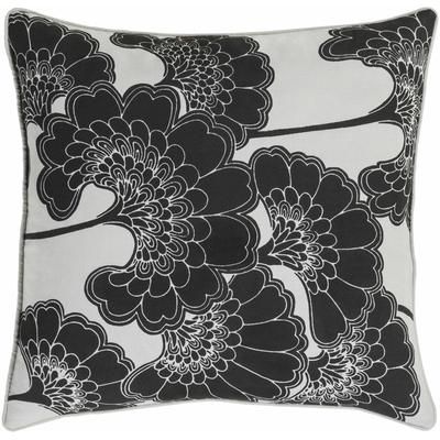 Montmorency 22" Square Cottage Black/Off White Lumbar Pillow - Boutique Rugs