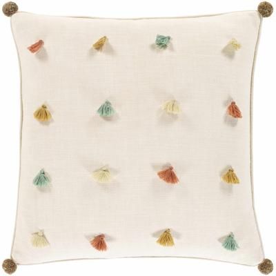 Paradis 22" Square Cotton Ivory/Light Green/Mustard/Rust/Sage/Brick Red/Rust Throw Pillow - Boutique Rugs