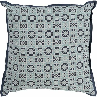 Toowong 20" Square Modern Cotton Cream/Navy/Pale Blue/Ink Blue/Teal Throw Pillow - Boutique Rugs