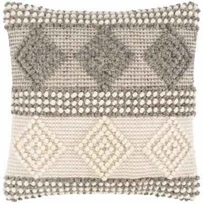 Pontyclun 20" Square Cottage Cotton Charcoal/Ivory/White Throw Pillow - Boutique Rugs