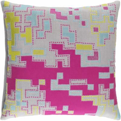 Capalaba 18" Square Modern Cotton Aqua/Light Gray/Fuchsia/Light Green Throw Pillow - Boutique Rugs