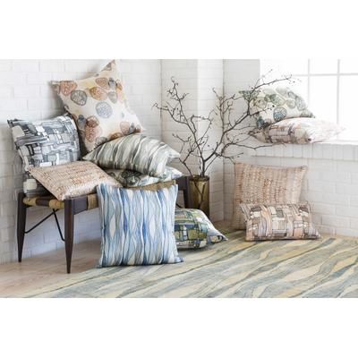 Daglish 13"L x 19"W Modern Silk Cream/Light Gray/Deep Teal/Medium Gray/Sage/Teal Lumbar Pillow - Boutique Rugs