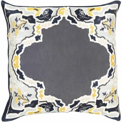 Gullane 22" Square Traditional Silk Dark Green/Mustard/Ivory/Dark Blue/Light Beige/Slate/Slate Blue/Peach/Navy/Green Throw Pillow - Boutique Rugs