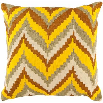 Slatyfork 18" Square Traditional Cotton Olive/Saffron/Camel/Yellow/Mustard Throw Pillow - Boutique Rugs