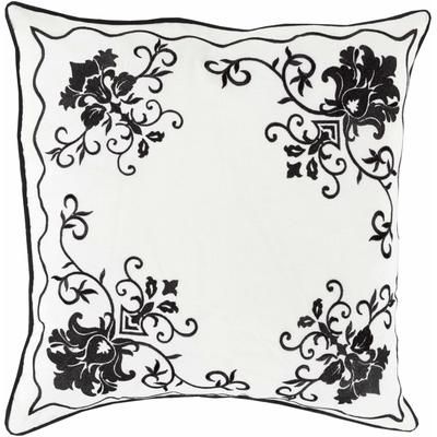 Glenunga 22" Square Cottage Black/Cream Throw Pillow - Boutique Rugs